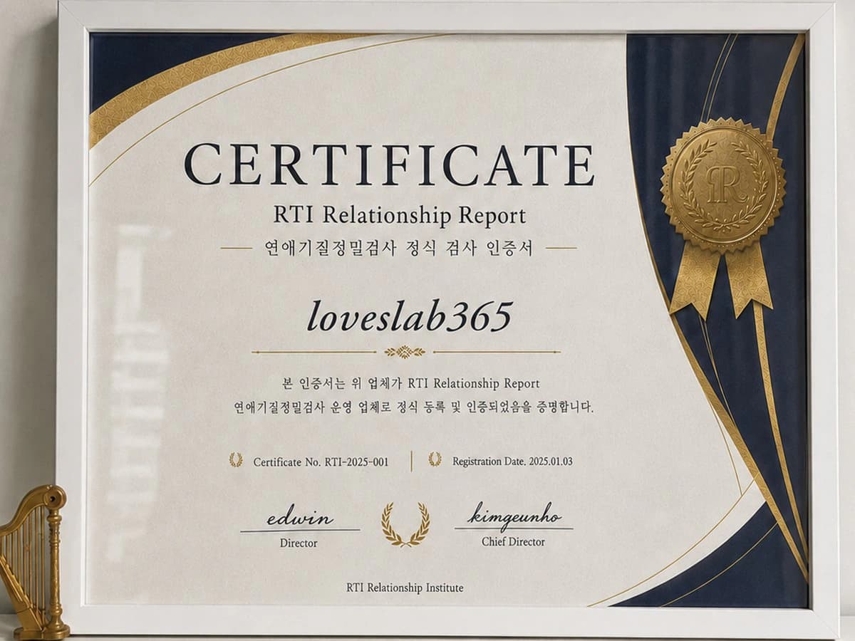 RTI 연애기질정밀검사 정식 검사 인증서